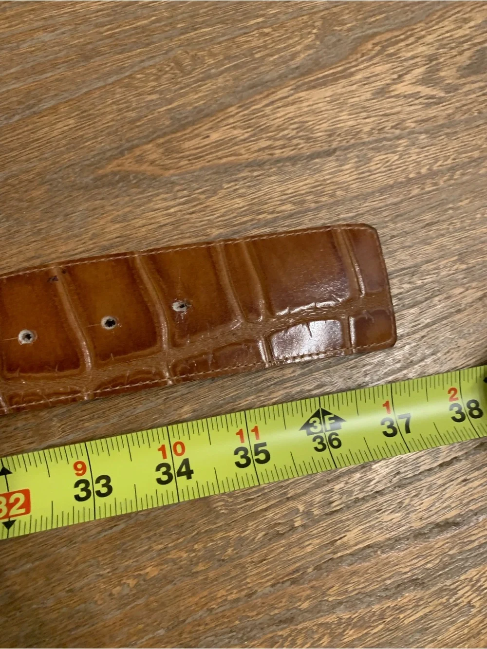 Vintage Marcella Romaya Embossed Crocodile Leather Belt Brown Gold Western